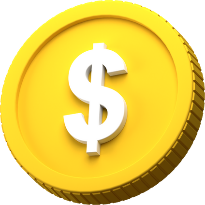 Dollar Gold Coin 3D Illustration